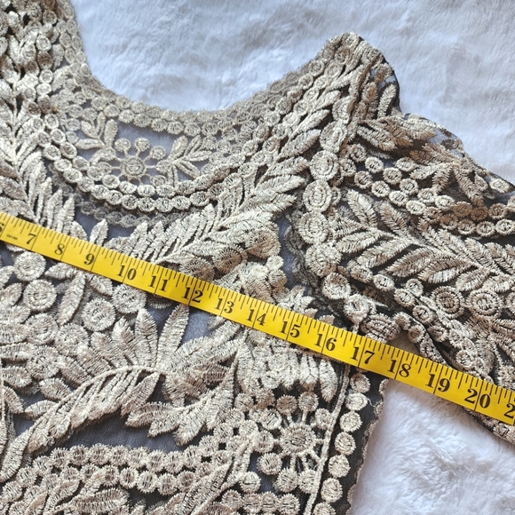 Beautiful Glitter Embroidered floral pattern see-through mesh top skirt S-M - Picture 2 of 6